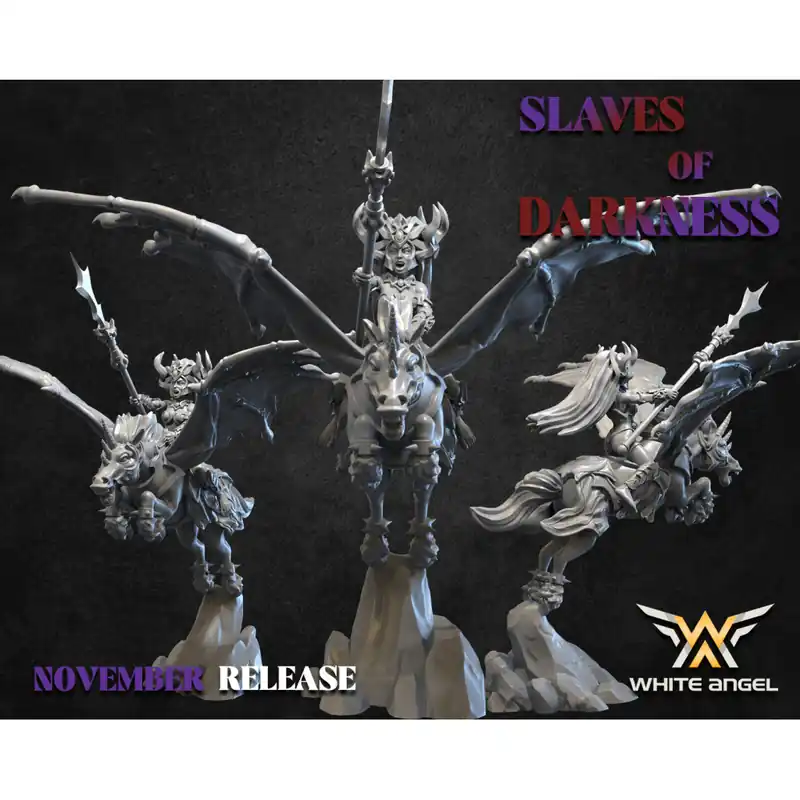 Exclusieve Aanbieding White Angel Miniatures - Slave to Darkness - Mother of Darkness on Pegasus