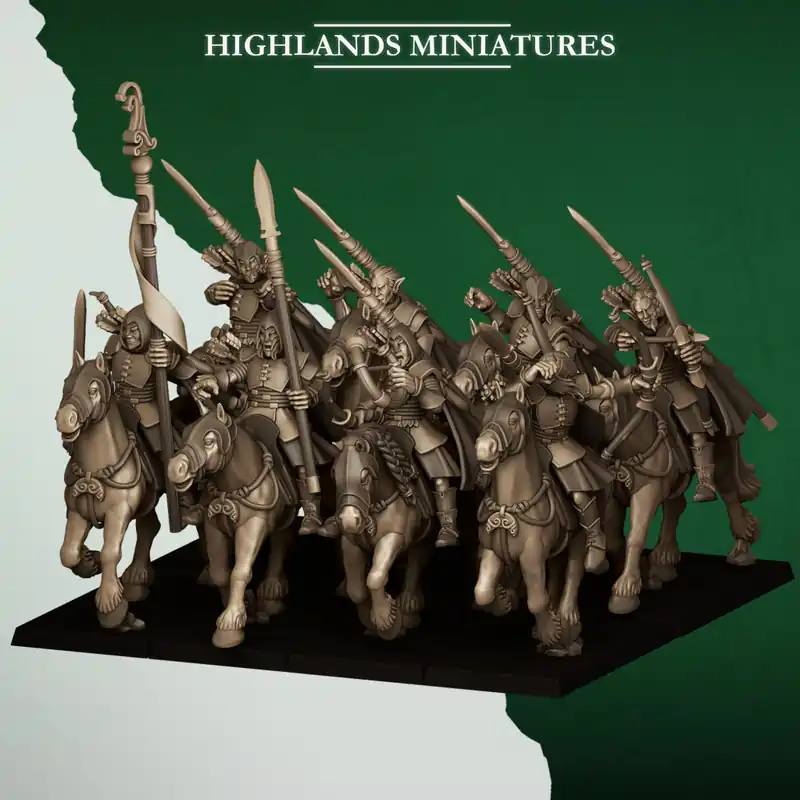 Highlands Miniatures - Feral Elf - Feral Mounted Archers with EMC Bestseller