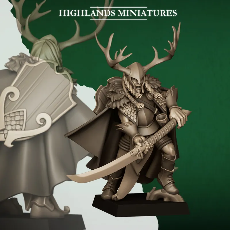 Korting Highlands Miniatures - Feral Elf - Feral Elf Lord with Sword