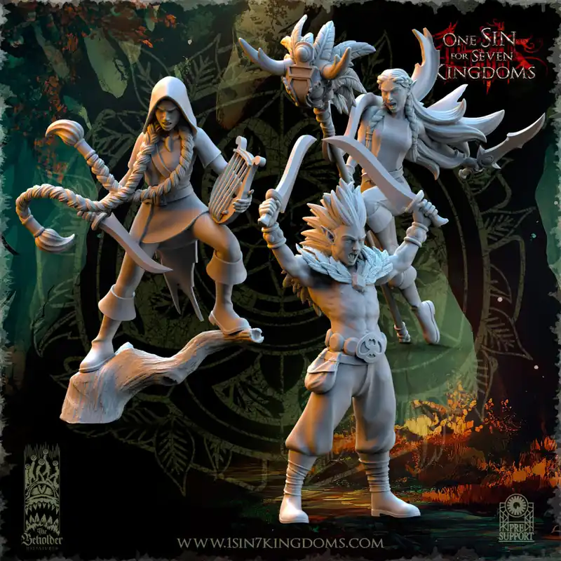 The Beholder Miniatures - Sylvains - Commandement Dansemort Hoge Kwaliteit