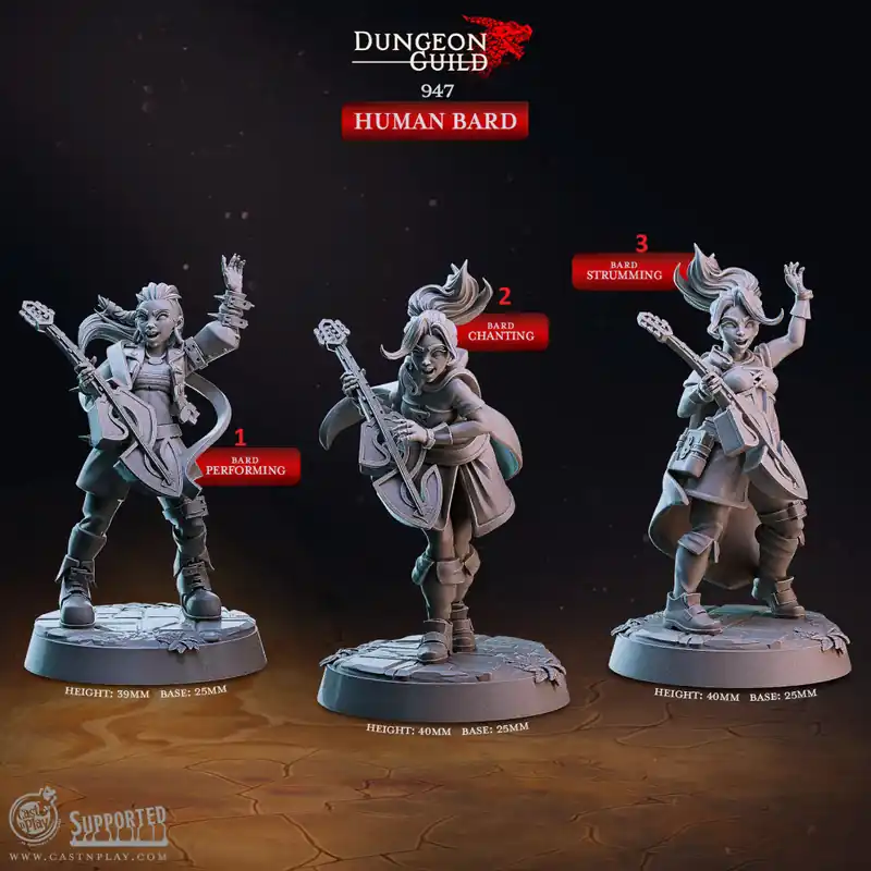 Cast n Play - Guilde du Donjon - Barde Humaine Hoge Kwaliteit