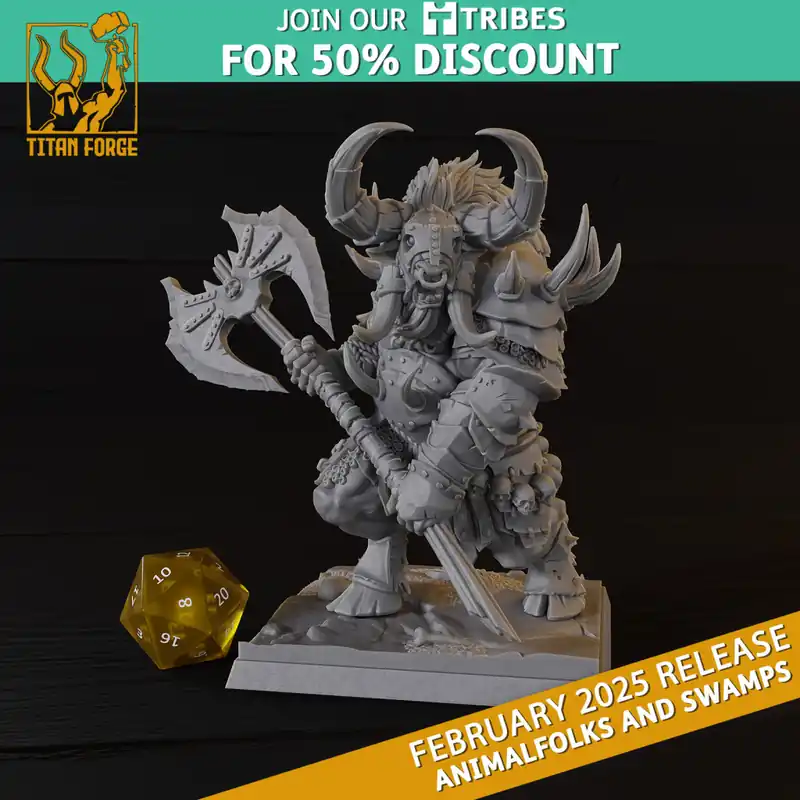 Titan Forge - Animal Folk - Goatman Minotaur Lord Lage Prijs