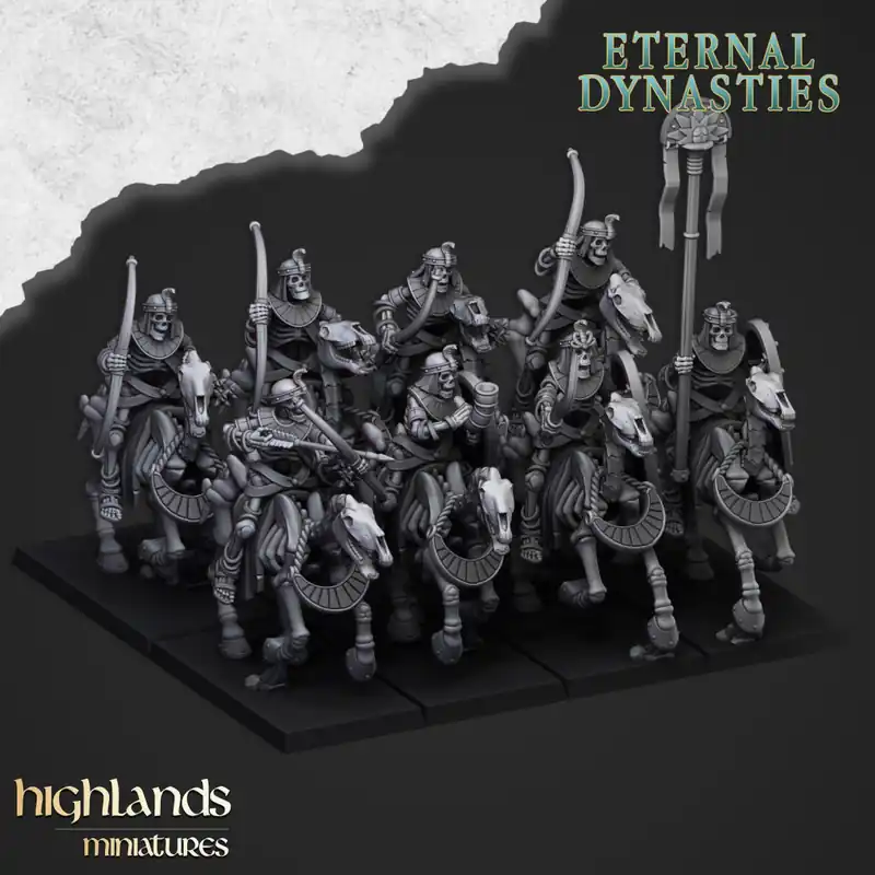 Hoge Kwaliteit Highlands Miniatures - Eternal Dynasties - Ancient Skeletal Cavalry with Bows & EMC