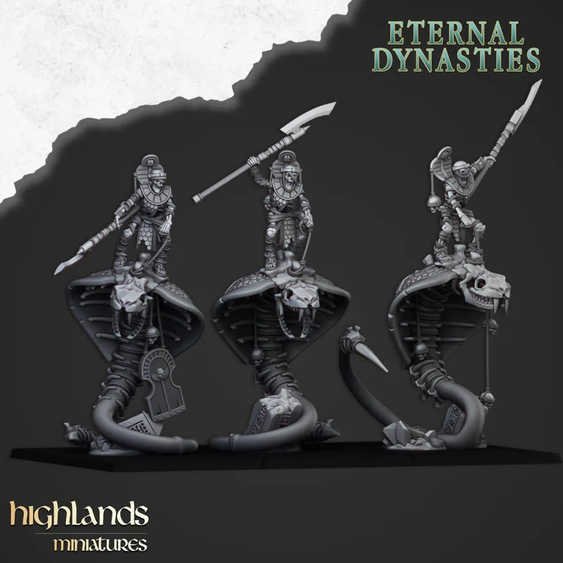 Highlands Miniatures - Eternal Dynasties - Mounted Ancient Guard on Great Snakes Op = Op