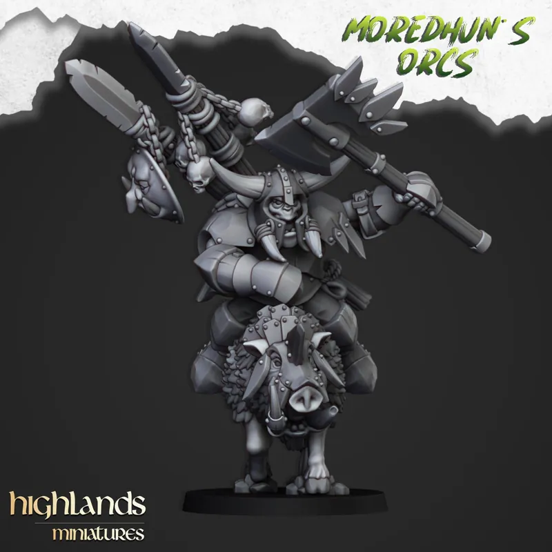 Highlands Miniatures - Moredhun‘s Orcs - Mounted Orc Chief Tijdelijk Beschikbaar