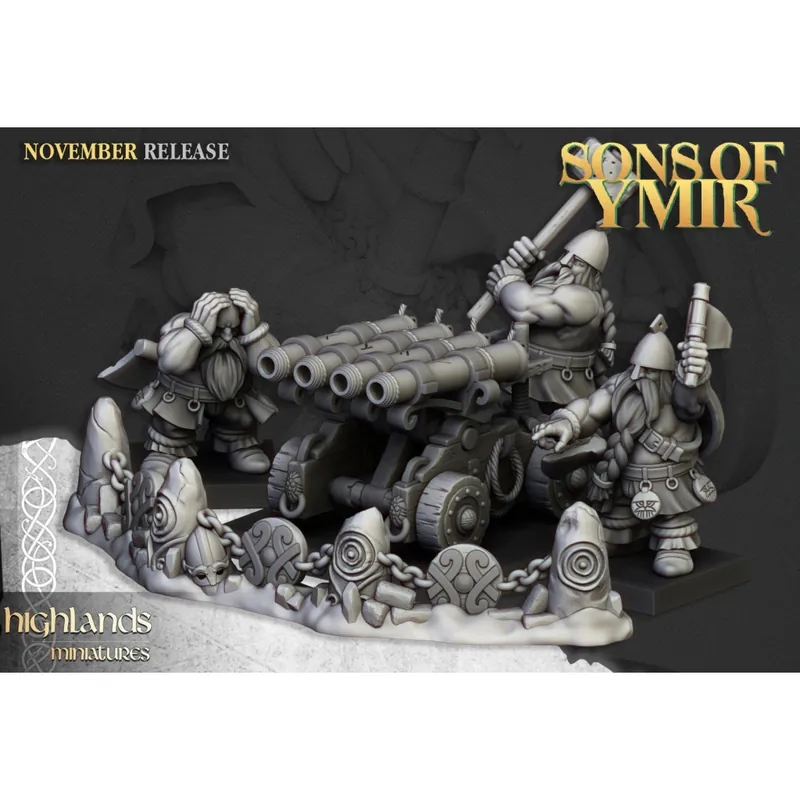 Direct Verzonden Highlands Miniatures - Sons Of Ymir - Dwarf Artillery Organ Gun