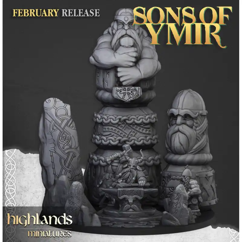 Highlands Miniatures - Sons Of Ymir - Ancient Dwarf Forge and Great Dwarf Runemaster Koop Vandaag