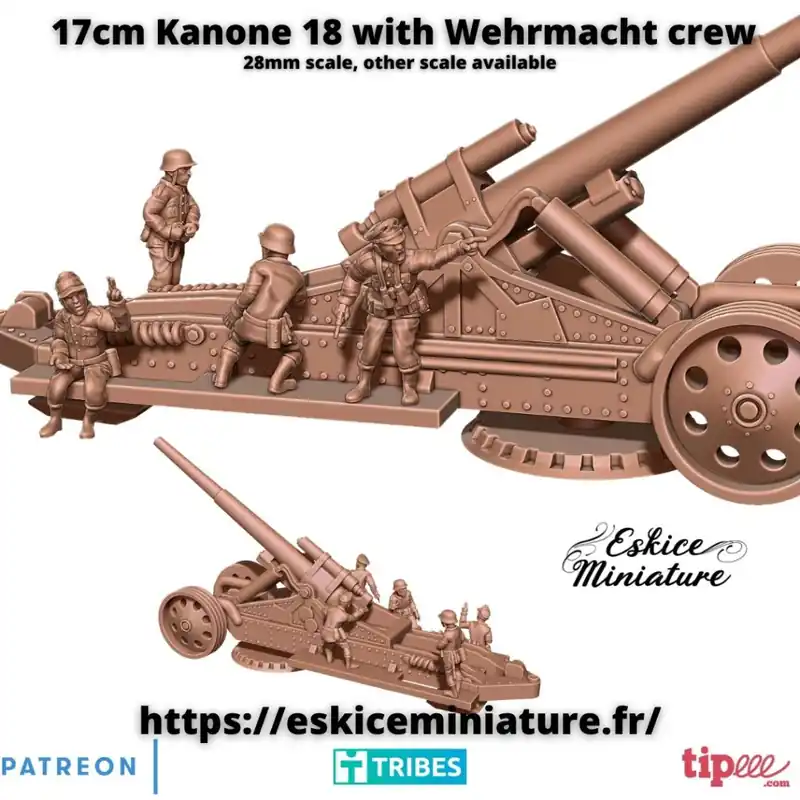K18 Kanone 17cm et équipages – Fichiers 3D Op = Op