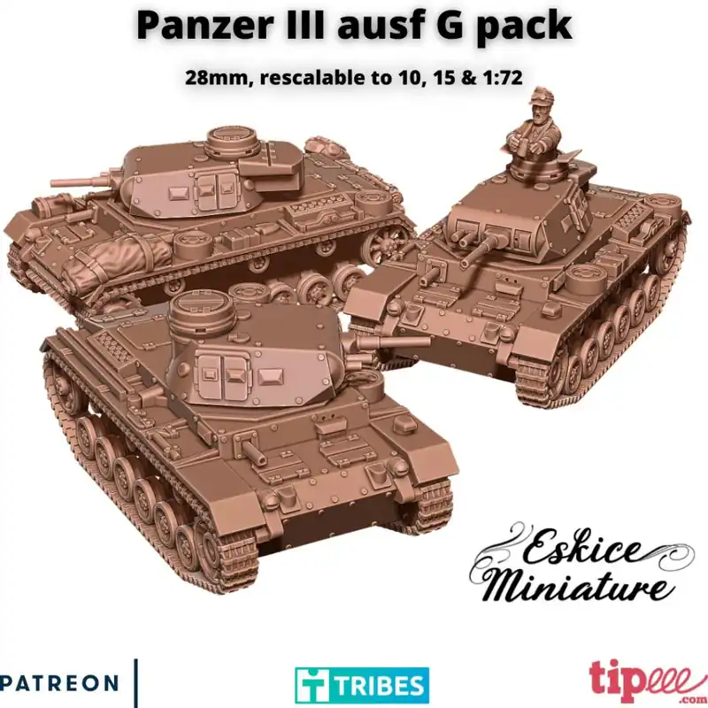 Uitverkoop Panzer III G pack Véhicule Allemand – Fichiers 3D