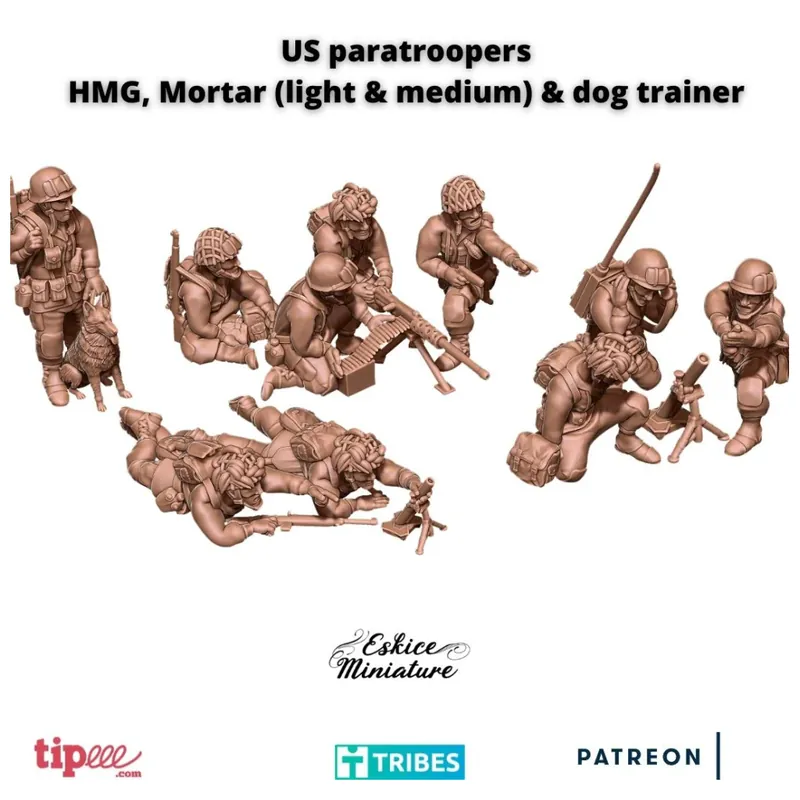 Escouade de soutien Para US HMG et Mortier - Fichiers 3D Dagaanbieding