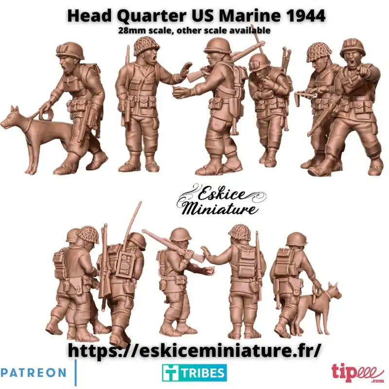 Bestel Nu Officiers et NCO US Marines 1944 – Fichiers 3D