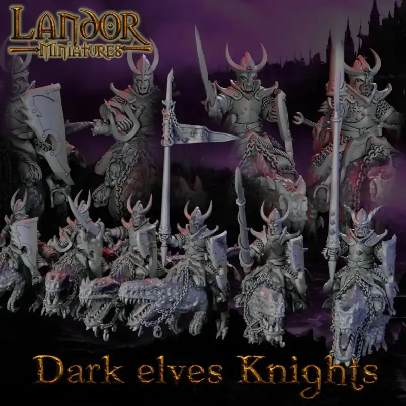 Laatste Versie Landor Miniatures – Elfes Noirs – Chevaliers de Sang Froids