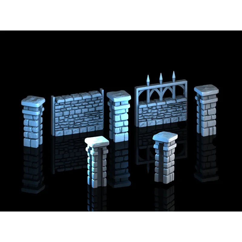 3D4U - Wall Graveyard Set - Medieval Town Set Tijdelijk Beschikbaar