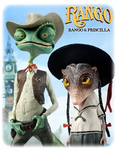 Beste Prijs RANGO & PRISCILLA « VINYL MOVIE MASTERPIECE » – pack de 2 figurines en vinyle 20 cm