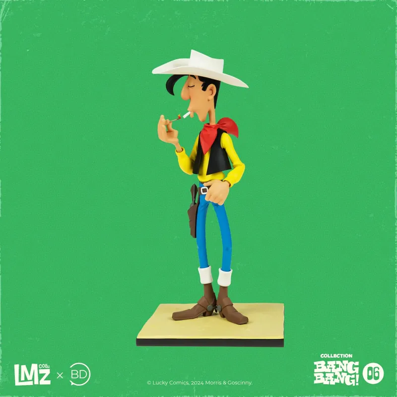 Laatste Versie Statuette Lucky Luke allumant sa cigarette, collection Bang Bang! 06 LMZ Collectibles