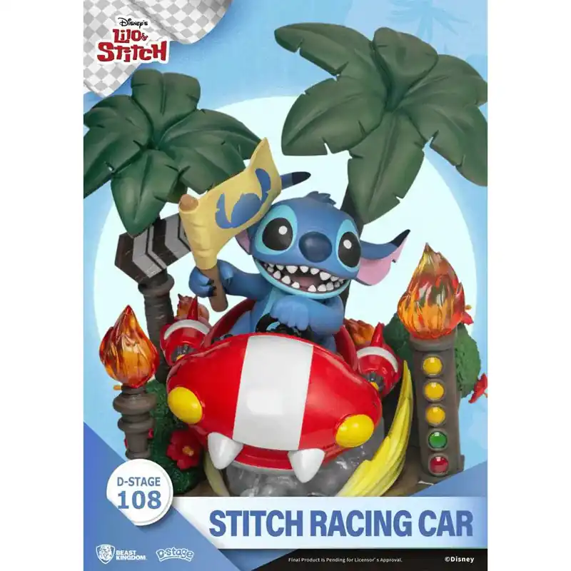 Lage Prijs Figurine Stitch Racing Car D-Stage