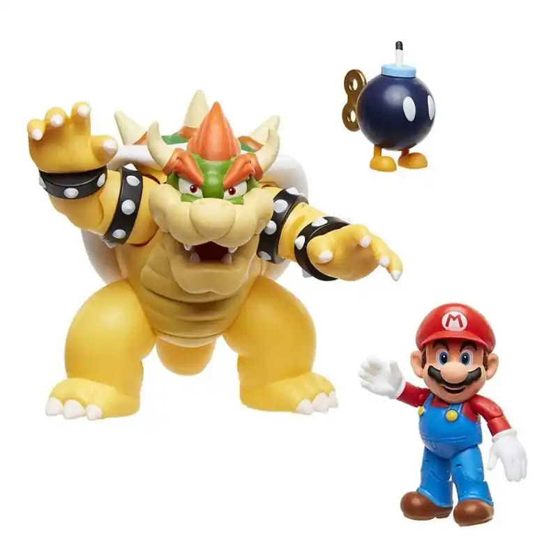 Premium World of Nintendo – Pack 3 figurines Mario vs. Bowser Lava Battle 6-15 cm