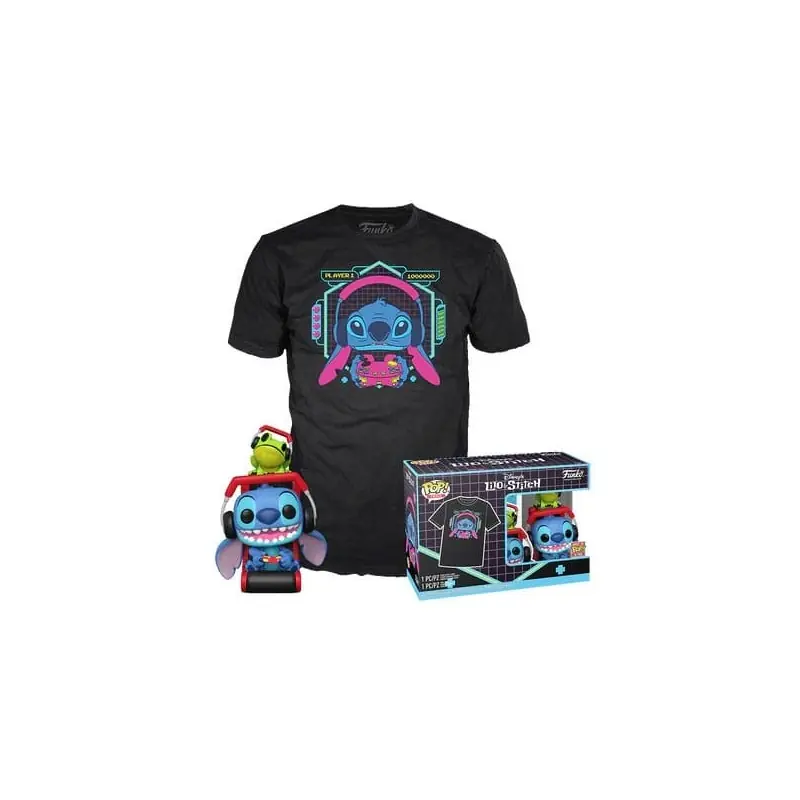 Lilo & Stitch - Set Figurine POP! & Tee T-Shirt Gmr Stitch avec grenouille Favoriet