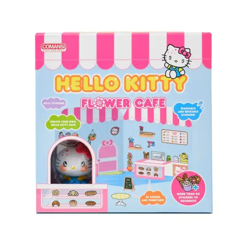 Hello Kitty and Friends - Mini Figurine Maison des autocollants Hello Kitty Flower Café Premium