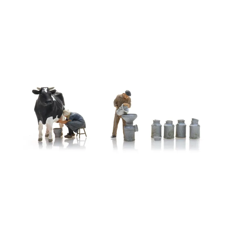 Artitec 5870023 Personnages, Agriculteurs laitiers avec vache et pots de lait Bestel Nu