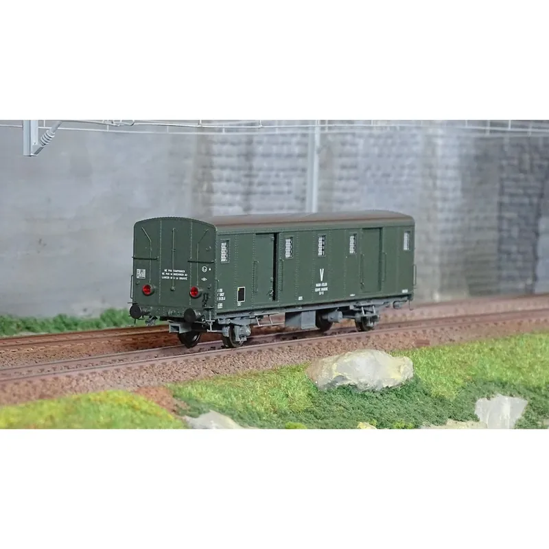 Koop Online Ree Modeles VB 117S Voiture fourgon OCEM 30, toit lisse, SNCF, wagon atelier, feux, digital portes motorisées