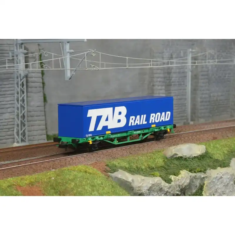 Dagaanbieding Wagon plat 2 essieux avec conteneur 40‘ Tab Rail Road SNCF - Piko 97167 - HO