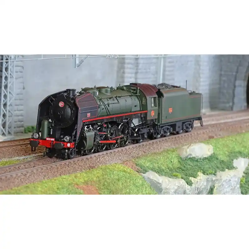 Goedkoop Jouef HJ2432 Locomotive à vapeur 141 R 420, tender charbon, livrée noire, trait rouge, SNCF