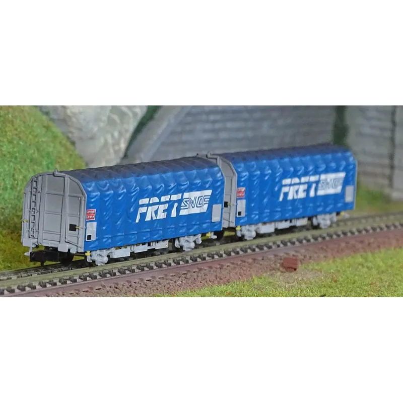 Arnold HN6696 Set de 2 wagons bâchés à 2 essieux type K70 Kils, SNCF, livrée bleue, FRET, échelle N Lage Kosten