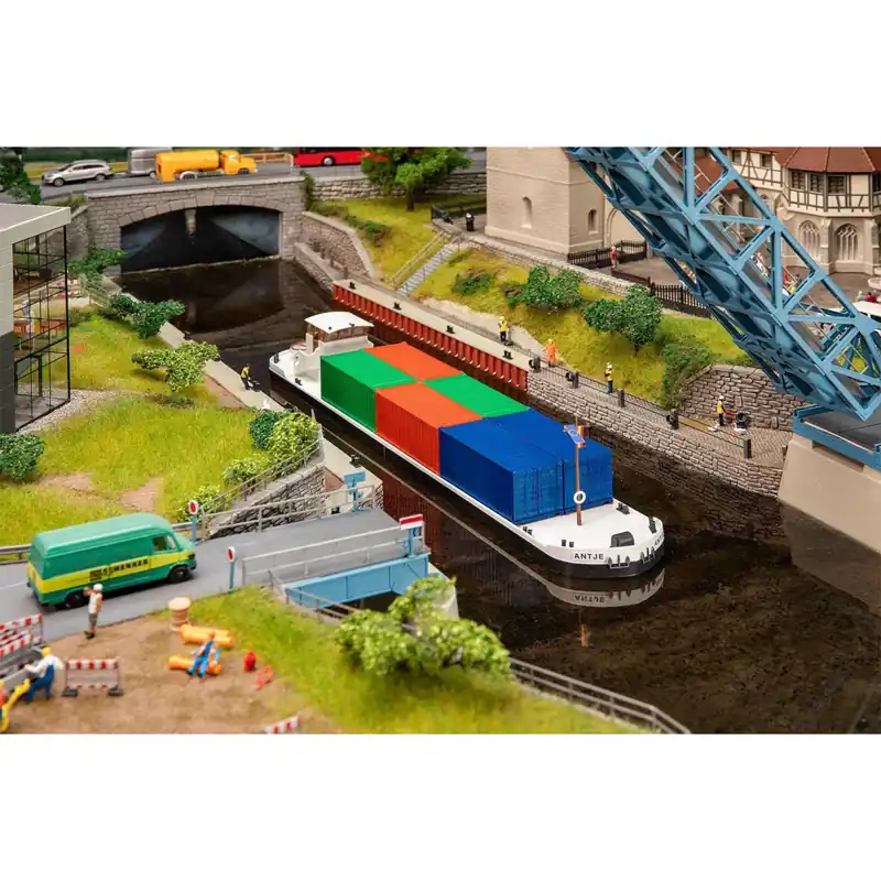 Maquette, Bateau Cargo fluvial avec conteneurs – Faller 131013 Bestseller