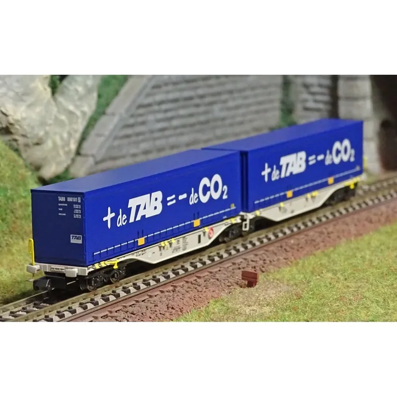 REE Modeles NW205 Wagon porte conteneurs Sggmrss 90 NOVA, SNCF, 2 caisses TAB - de CO2, N - 1/160 Voordeelprijs