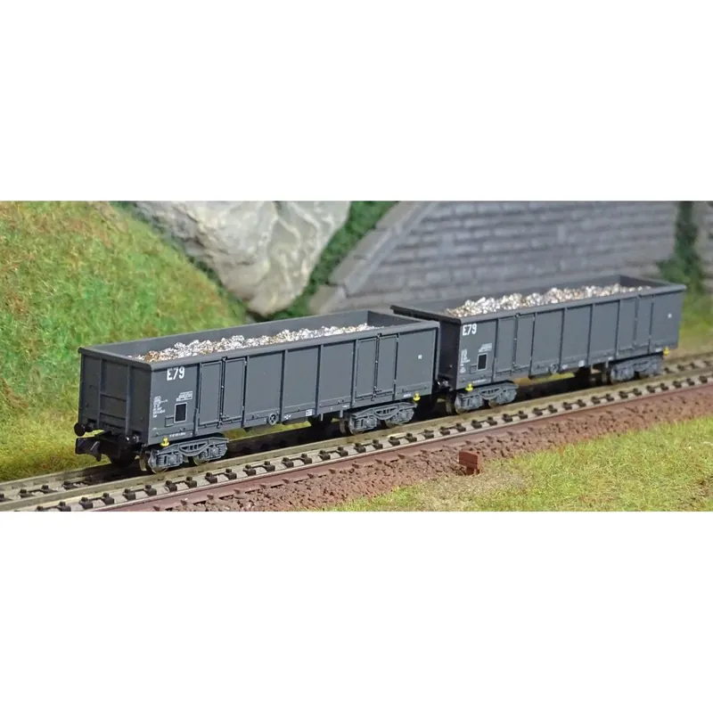 Arnold HN6535 Set de 2 wagons tombereaux, livrés gris, E79, SNCF, échelle N Lage Kosten