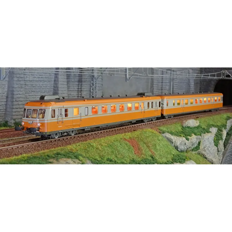 Jouef HJ2388S Autorail diesel RGP2 X 2700 à 2 voitures, SNCF, livré orange - gris, digital sonore Populair