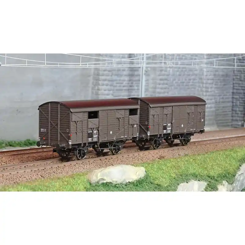Tijdelijk Beschikbaar Ree modeles WB739 Set de 2 wagons Primeurs ex-couverts PLM 20 T, Brun Wagon 540, SNCF
