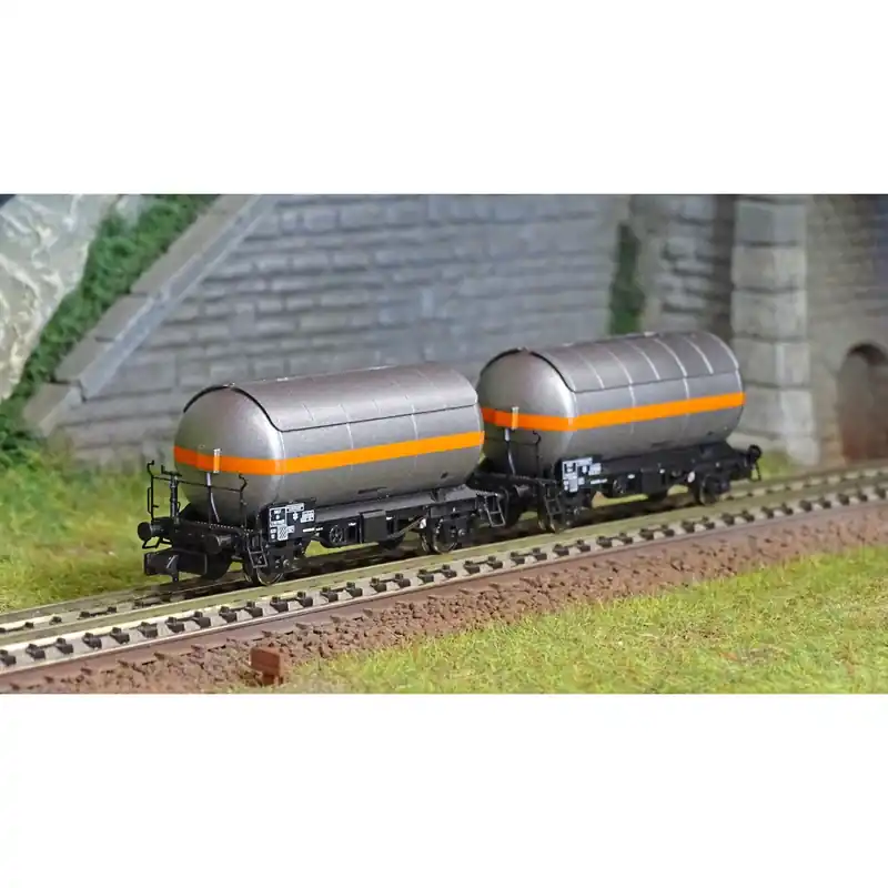 Arnold HN6525 Set de 2 wagons citernes gaz, SNCF, livrée gris avec bande orange, échelle N Alleen Vandaag