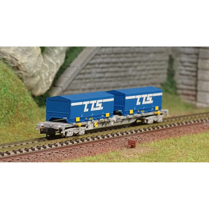 Gereduceerde Prijs Arnold HN6582 Wagon porte conteneurs à bogies type Sgnss, Novatrans, SNCF, chargés 2 conteneurs T.T.S 22‘, échelle N